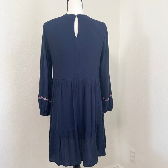 Savanna Jane Embroidered Summer Casual Flowy Sun Dress in Navy. Size S. - Picture 3 of 11